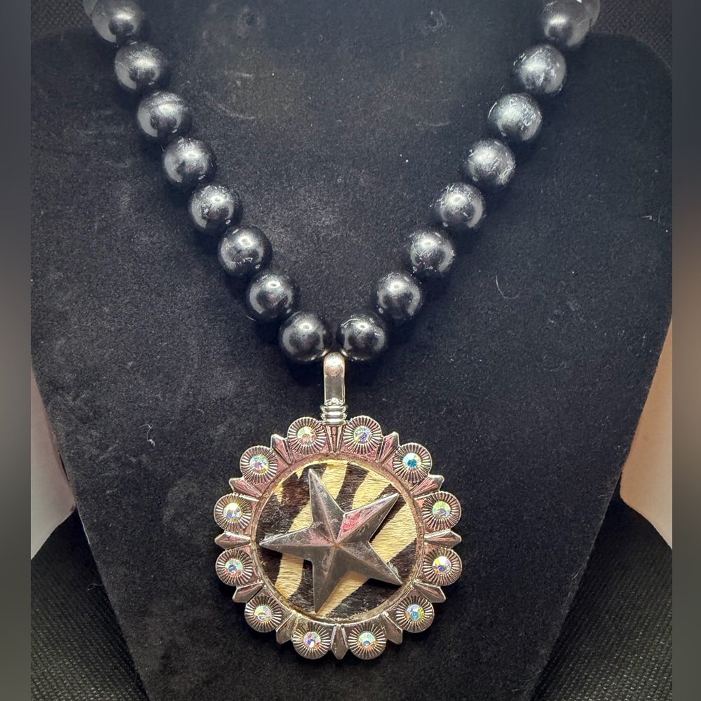 Western Black and Silver Star Pendant Necklace